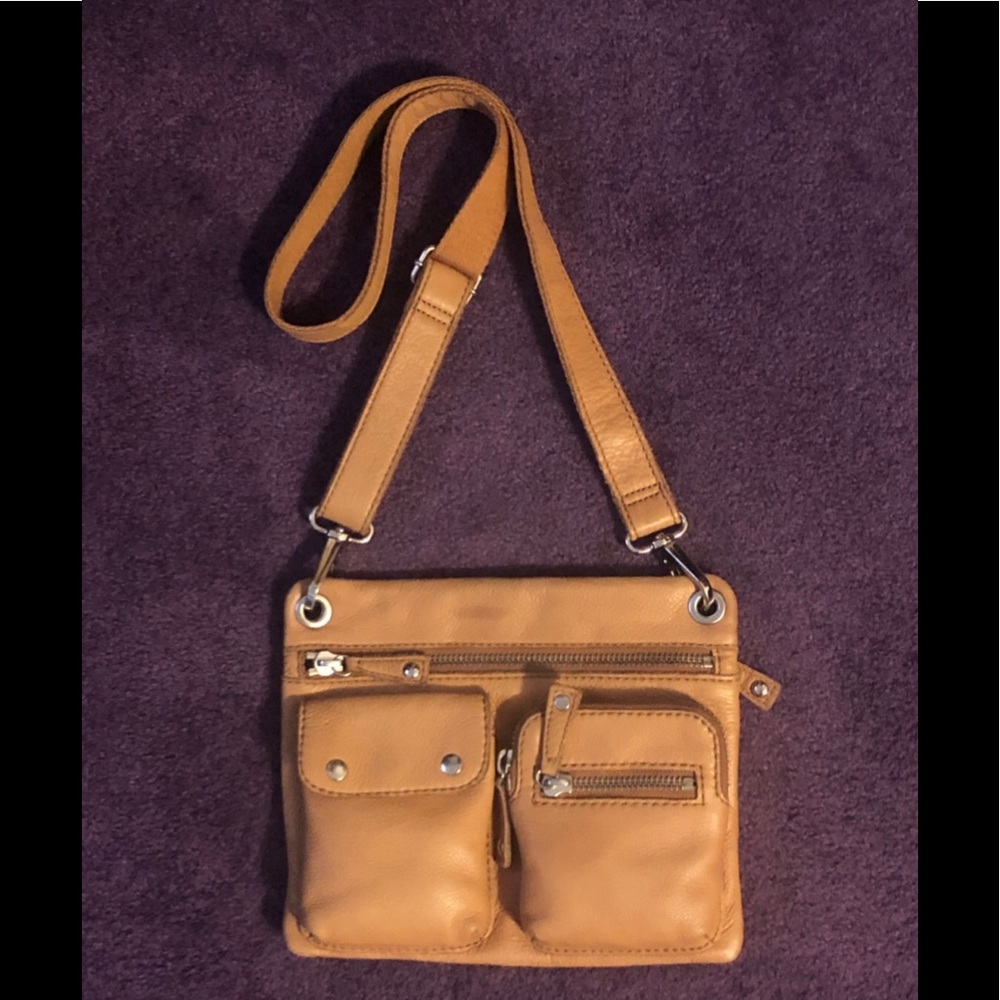 FOSSIL TAN LEATHER CROSSBODY SHOULDER BAG